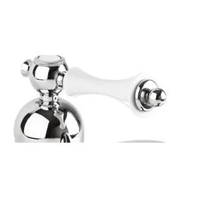 MARGOT-BSM2-01-Bi Смеситель для биде однорычажный c донным клапаном, исполнение хром, ручка белая