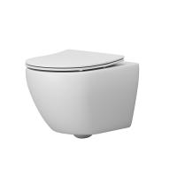 Унитаз подвесной Grossman GR-4457MSQ безободковый, смыв торнадо, белый матовый с тонкой крышкой, микролифт