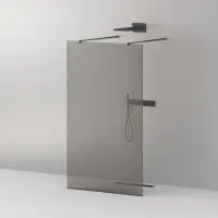 Душевая перегородка Cezares Liberta со свободным входом, 110 см, стекло графит, профиль черный, Liberta-L-2-110-GR-Nero