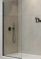 Душевая перегородка со свободным входом Cezares Liberta-L-1-TB-90-C-NERO, 90 см, стекло прозрачное, профиль черный матовый