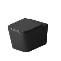 Унитаз подвесной Grossman GR-4404BMSQ безободковый, черный матовый с тонкой крышкой, микролифт, смыв торнадо