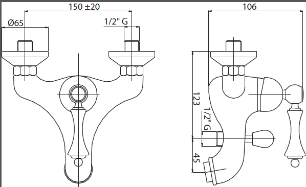 СМЕСИТЕЛЬ ДЛЯ ВАННЫ И ДУША CEZARES MARGOT-VM-03/24-Bi