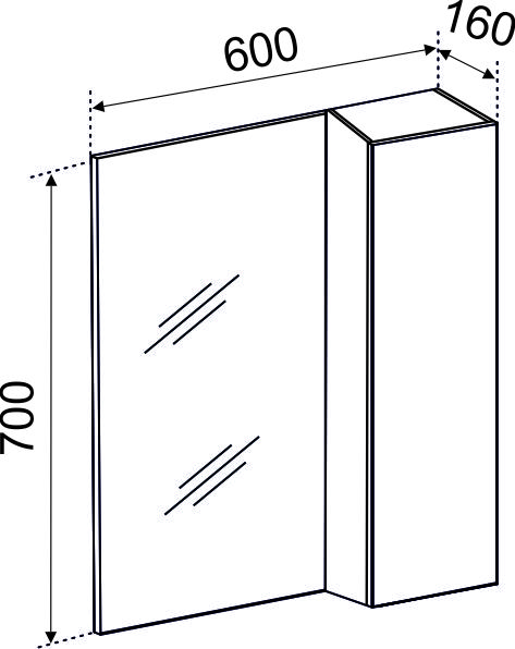 Зеркало-шкаф EMMY Стоун 60 правый, серый бетон