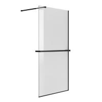 Душевая перегородка Niagara Nova NG-670-90ВLACK (90х195) черный матовый, стекло прозрачное, с полкой, 1 место