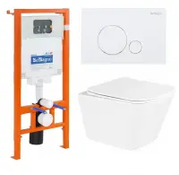 Инсталляция BelBagno с унитазом BelBagno Due BB3103CHR/SC, сиденье с микролифтом, клавиша белая круглая, комплект