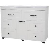 Тумба с раковиной Misty Дуэт 120 УТ000008551 с бельевой корзиной Белая матовая