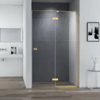 Душевая дверь в нишу Cezares Bellagio 120 см, стекло прозрачное, профиль брашированное золото, BELLAGIO-B-12-120-C-BORO