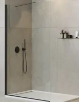 Душевая перегородка со свободным входом Cezares Liberta-L-1-TB-130-C-NERO, 130 см, стекло прозрачное, профиль черный матовый