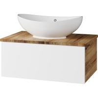 Тумба с раковиной Misty Ива 70 УТ000008501 подвесная Белая Дуб Вотан