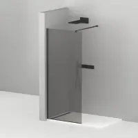 Душевая перегородка Cezares Liberta со свободным входом, 110 см, стекло графит, профиль черный, Liberta-L-1-110-GR-Nero