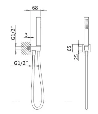 Душевой гарнитур Cezares Porta-DEFM-01, лейка 1 режим, хром