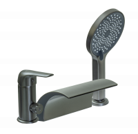 Смеситель на борт ванны с лейкой и шлангом Ganzer GZ24033-G графит