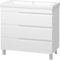 Тумба с раковиной Misty Софт 90 УТ000015031 Белая глянцевая