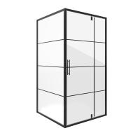 Душевой уголок Niagara Nova NG-0280-08ВLACK (80х80х195) квадрат, черный, дверь распашная, стекло с рисунком, 1 место