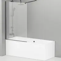 Шторка на ванну Cezares Liberta-V-1-80/155-C-NERO, 80 см, стекло прозрачное, профиль черный матовый