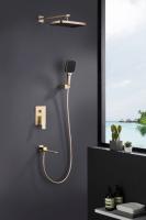 Встраиваемая душевая система из латуни с тропическим душем Ganzer  GZ05165-S матовое золото