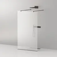 Душевая перегородка Cezares Liberta со свободным входом, 110 см, стекло прозрачное, профиль черный, Liberta-L-2-110-C-Nero