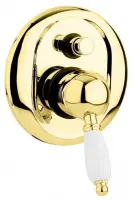 ELITE-VDIM-03/24-Bi Встраиваемый однорычажный смеситель для душа с переключателем, золото, ручки белые