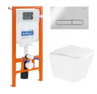 Инсталляция BelBagno с унитазом BelBagno Due BB3103CHR/SC, сиденье с микролифтом, клавиша хром, комплект