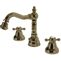 GOLF-BBS2-02 Смеситель на биде  на три отверстия  с донным клапаном бронза, ручки бронза