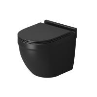 Унитаз подвесной Grossman GR-4483BMSQ безободковый, черный матовый с тонкой крышкой, микролифт, смыв торнадо