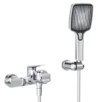 LINER-VD-01 Смеситель для ванны и душа однорычажный  в комплекте с ручным душем, шлангом и держателем, исполнение хром