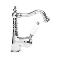 ELITE-BSM2-01-Bi Смеситель для биде однорычажный c донным клапаном, исполнение хром, ручка белые