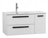 Тумба под раковину Cezares Eco-Cer-N-1000-2C-1A-SO-BL-L / Eco-Cer-N-1000-2C-1A-SO-BL-R, 100 см, подвесная, чаша слева/чаша справа, Bianco Lucido