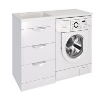 Тумба с раковиной Emmy Милли 110 под стиральную машину, 3 ящика, раковина Аванти 110 L (кронштейн в комплекте)
