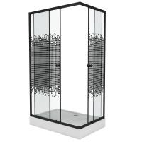 Душевой уголок Niagara Eco NG-012-14Q BLACK(120х80х195) низкий поддон(13см), черный, стекло мозаика, 2 места