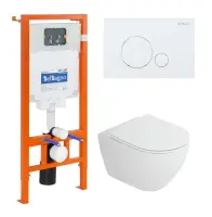 Инсталляция BelBagno с унитазом Cezares Stylus-tor CZR-6601-TH-TOR, сиденье микролифт, клавиша белая, комплект