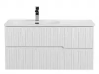 Тумба под раковину Cezares Duet-N-1000-2C-SO-BL-L / Duet-N-1000-2C-SO-BL-R, 100 см, подвесная, чаша слева/чаша справа, Bianco Lucido