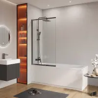 Душевая шторка на ванну Cezares SLIDER-VF-11-90/150-C-GM, 90 см, стекло прозрачное, профиль оружейная сталь