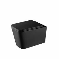 Унитаз подвесной Grossman GR-4441BMSQ безободковый, черный матовый с тонкой крышкой, микролифт, смыв торнадо