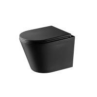 Унитаз подвесной Grossman GR-4478BMSQ безободковый, черный матовый с тонкой крышкой, микролифт, смыв торнадо
