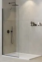 Душевая перегородка со свободным входом Cezares Liberta-L-1-TB-140-C-NERO, 140 см, стекло прозрачное, профиль черный матовый