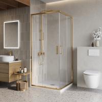 Душевой уголок BelBagno LUCE-A-2-100-C-ORO 100x100, золото