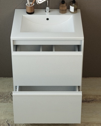 Тумба с раковиной Emmy Вега 60 напольная, белый