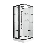 Душевая кабина Niagara Standart ST100/15QL/KL/BKT (100х100х225) низкий поддон(15см),черный,стекло прозрачное,3 места