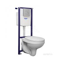 Альфа комфорт ПЭК подвесной унитаз + инсталляция + сиденье SC + панель хром