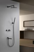 Смеситель для ванны и душа скрытого монтажа в стену с тропическим душем из латуни Ganzer GZ19165-C черный