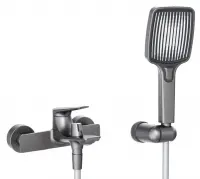 LINER-VD-GM Смеситель для ванны и душа однорычажный  в комплекте с ручным душем, шлангом и держателем, исполнение оружейная сталь