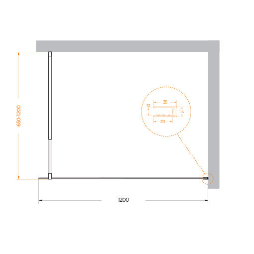 Душевая перегородка BelBagno KRAFT-L-1-120-C-NERO, чёрный