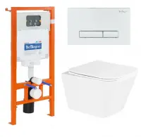 Инсталляция BelBagno с унитазом BelBagno Due BB3103CHR/SC, сиденье с микролифтом, клавиша белая, комплект