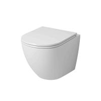 Унитаз подвесной Grossman GR-4455SQ безободковый, белый с тонкой крышкой, микролифт, смыв торнадо