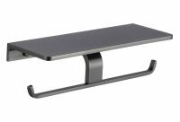 Двойной держатель для туалетной бумаги с полкой Ganzer GZ88035-Q цвет графит