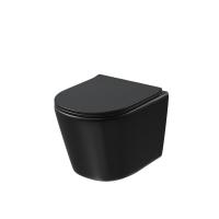 Унитаз подвесной Grossman GR-4477BMSQ безободковый, черный матовый с тонкой крышкой, микролифт