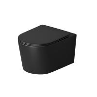 Унитаз подвесной Grossman GR-4499BMSQ безободковый, смыв торнадо, черный матовый с тонкой крышкой, микролифт