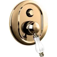 MARGOT-VDIM-02-Bi Встраиваемый однорычажный смеситель для душа с переключателем, бронза, ручка белая