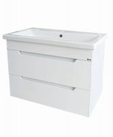 Тумба с раковиной Emmy Стоун 80 подвесная, 2 ящика, белая (раковина Como 80)